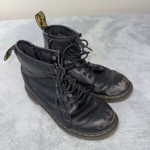 Dr. Martens Black Leather Boots Kids Size 3 US